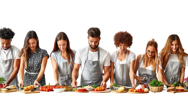 Szczęśliwi kucharze dzielący się potrawą